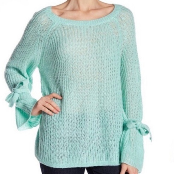 Project Naadam Sweaters - PROJECT NAADAM Knit Bell Sleeve Bow Tie Sweater